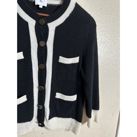 G. by Goop Hadley Tipped Cardigan 100% Cashmere Womans Large (FLAWED) - Picture 9 of 12